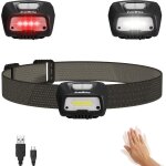 Lampe frontale rechargeable usb avec dtecteur de mouvement, torche frontale 6 modes d'eclairage rglable ...