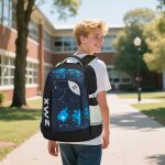 Large sac a dos garon collge 46l, cartable adolescent scolaire impermable durable, sac ecole lyce ...