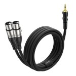 Lbgwp60 - cable jack 3. 5, 2m cble adaptateur en y trs vers double xlr femelle 3, 5 mm mini jack stro ...