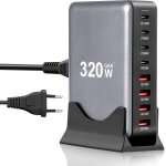 Lbgwp60 - chargeur usb c 320 w 8 ports usb c chargeur rapide usb c avec 4 usb - c et 4 usb - a - chargeur ...