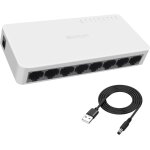 Lbgwp60 - commutateur ethernet 8 ports rj45 10 / 100 mbps non gr pour routeur, ordinateur portable, ...