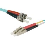 Lc - upc / st - upc duplex hd multi om3 50 / 125 fiber patch cable aqua blue