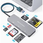 Lecteur de cartes 6 en 1 usb 3. 0, adaptateur de lecteur de cartes m�moire sd / tf / cf / ms / m2 / xd ...