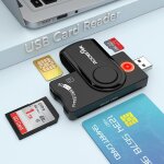 Lecteur carte d'identite usb, lecteur de carte d'identit puce 4 en 1 pour cartes smart sim sd tf, smart ...
