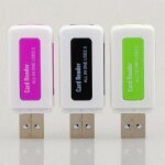 Lecteur de cartes mémoire portable 4 en 1, multi - ports, haute vitesse, avec fente pour carte micro ... Lecteur de cartes mémoire portable 4 en 1, multi - ports, haute vitesse, avec fente pour carte micro ...