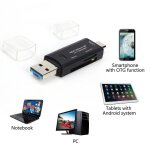 Lecteur de carte m�moire usb 3. 0 otg 3 en 1, haute vitesse, pour tf / micro sd, adaptateur de cl� usb ...
