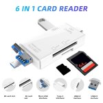 Lecteur de carte otg type c sd tf 6 en 1, adaptateur de cl usb micro usb 3. 0, transfert haute vitesse ...