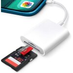 Lecteur de carte sd pour iphone 2 en 1 avec double emplacement micro sd / tf, adaptateur de carte mmoire ...