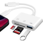 Lecteur de carte sd pour iphone, 3 en 2 adaptateur carte sd pour micro sd / sd / tf / usb, lecteurs carte ...