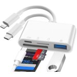 Lecteur carte sd iphone, 4 en 1 lightning sd card reader, lightning to sd card reader, adaptateur carte ...