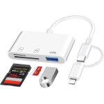 Lecteur carte sd pour iphone [certifi�� apple mfi] 3 en 2 adaptateur carte sd usb c lightning vers sd ...