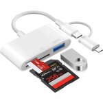 Lecteur de carte sd pour iphone ipad, lecteur de carte usb c, lecteur de carte sd 3 en 2 avec sd / micro ...