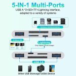 Lecteur de carte sd tf 5 en 1 pour iphone / ipad / android / mac book / ordinateur / tablette / appareil ...