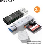 Lecteur de cartes usb 2. 0 / 3. 0 multifonctionnel 2 en 1, lecteur de cartes m�moire micro sd tf, adaptateur ...
