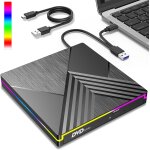 Lecteur dvd cd externe, usb 3. 0 graveur dvd cd externe, rgb lecteur cd dvd externe pour pc, optique ...