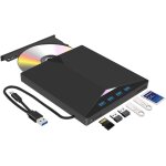 Lecteur et graveur dvd / cd - rom externe usb 3. 0 et type - c avec lecteur de carte sd / tf et de usb, ...