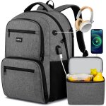 Letnerny - sac a dos pour ordinateur portable 17  avec bote a djeuner, sac isotherme avec port de charge ...
