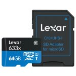 Lexar high performance - carte mmoire flash - 64 go - a1 / video class v30 / uhs - i u3 / class10 - ...