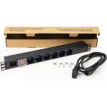 Lk10062c multiprise de rack 19  6 prises universelles avec c�ble d'alimentation c14 m�le amovible - elettes ...