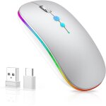 Lkljij - souris led sans fil pour ordinateur, portable sans fil rechargeable avec double récepteur usb ... Lkljij - souris led sans fil pour ordinateur, portable sans fil rechargeable avec double récepteur usb ...