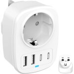 Loc - adaptateur de voyage pour uk, pr angla adaptateur avec 1 ac 2 usb - c 2 usb - a ports, adaptateur ...