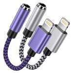 Loranka - lot de 2 adaptateurs lightning vers prise casque 3, 5 mm, adaptateur iphone vers auxiliaire, ...