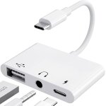 Loranka - �3 en 1� adaptateur usb c jack 3, 5 mm avec 60w charge rapide adaptateur de otg, audio ecouteur ...