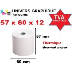 Lot de 10 bobines, rouleau papier thermique grande capacit 57x60x12 rouleaux papier pour calculatrices ...