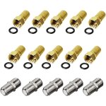 Lot de 10 fiches f et 5 connecteurs f - avec joints en caoutchouc pour cble d'antenne coaxial de 7, ...