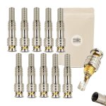 Lot de 10 prise bnc mle sans soudure  vis gold plaqu or cable coaxial connecteur video s video sdi ...