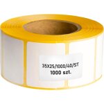 Lot de 1000 étiquettes thermiques blanches en rouleau 35x25 mm - adhérence permanente pour codes - barres, ... Lot de 1000 étiquettes thermiques blanches en rouleau 35x25 mm - adhérence permanente pour codes - barres, ...