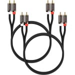 (lot de 2 / 0, 9m rca cble audio stro (2x rca mle vers /  2x rca mle) 24k or plaqu pour le cinma ...