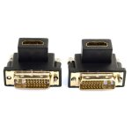 Lot de 2 adaptateurs hdmi vers dvi, dvi mle vers hdmi femelle coud a 90 degrs plaqu or convertisseur ...