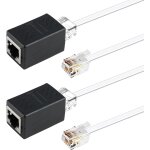 Lot de 2 adaptateurs rj45 vers rj11, noir, convertisseur rj45 8p8c vers rj11 6p4c + connecteur d'extension ... Lot de 2 adaptateurs rj45 vers rj11, noir, convertisseur rj45 8p8c vers rj11 6p4c + connecteur d'extension ...