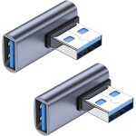 Lot de 2 adaptateurs usb 3. 1  90 degrs, angle gauche usb a mle vers femelle, adaptateur d'extension ...