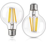 Lot de 2 ampoules led e27 à intensité variable, g80 12 w edison, style rétro, globe à filament, blanc ... Lot de 2 ampoules led e27 à intensité variable, g80 12 w edison, style rétro, globe à filament, blanc ...