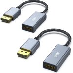 Lot de 2 cbles adaptateurs displayport vers hdmi 4k (2k 60 hz, 1080p 120 hz) uni - directionnel display ...