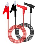 Lot de 2 cbles de mesure - fiche banane  angle droit vers pinces crocodiles - cble de test souple ...