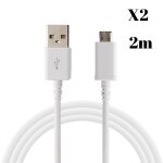 Lot 2 cables pour samsung galaxy a10 / a6 2018 / a7 2018 / a5 2016 / a3 2016 / j6 2018 / j7 2017 / j3 ...