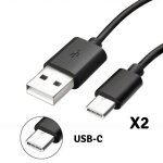 Lot 2 cables usb - c chargeur noir pour asus zenfone 5 (2018) / 5z / 3 zoom s - cable type usb - c mesure ...