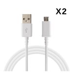 Lot 2 cables usb chargeur blanc pour samsung galaxy s3 / s4 / s5 mini / s6 / s7 / edge - cable port micro ...