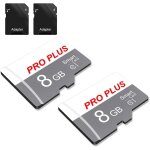 Lot de 2 carte m�moire 8 go avec adaptateur, carte m�moire tf haute vitesse, uhs - i, a1, c10, carte ...