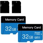 Lot de 2 cartes micro sd 32 go (avec adaptateur), carte m�moire cat 10 tf, mini carte m�moire pour appareil ...