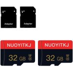 Lot de 2 cartes micro sd 32 go classe 10 avec adaptateur sd haute vitesse pour tablette, appareil photo, ...