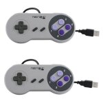 Lot de 2 manettes pad joystick style super nintendo snes avec c�ble usb int�gr� pour ordinateur pc et ...