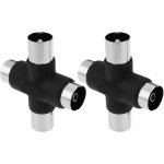 Lot de 2 r�partiteurs d'antenne pour r�cepteur tv � quatre voies 9, 5 mm m�le vers 9, 5 mm femelle c�ble ...