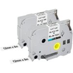 Lot de 2 rubans adhsifs pour brother tze - 231 p touch - 12 mm - tz tze - blancs - pour p - touch pt ...