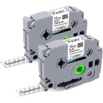 Lot de 2 rubans p - touch compatibles avec brother p - touch tze - 131 tz131 12 mm noir sur transparent ...