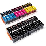Lot de 20 cartouches d'encre compatibles avec puce et indication de niveau pour canon pixma mg5100 mg5150 ...