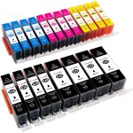 Lot de 20 cartouches d'encre xl avec puce pour canon pixma mg5300 mg5350 : 4 x canon pgi - 525bk 4 x ...